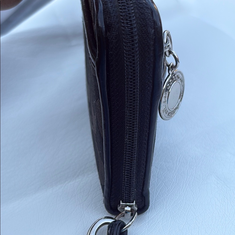 Coach Black on Black Signature Logo Canvas Wristlet Wallet Clutch GUC - Picture 6 of 16